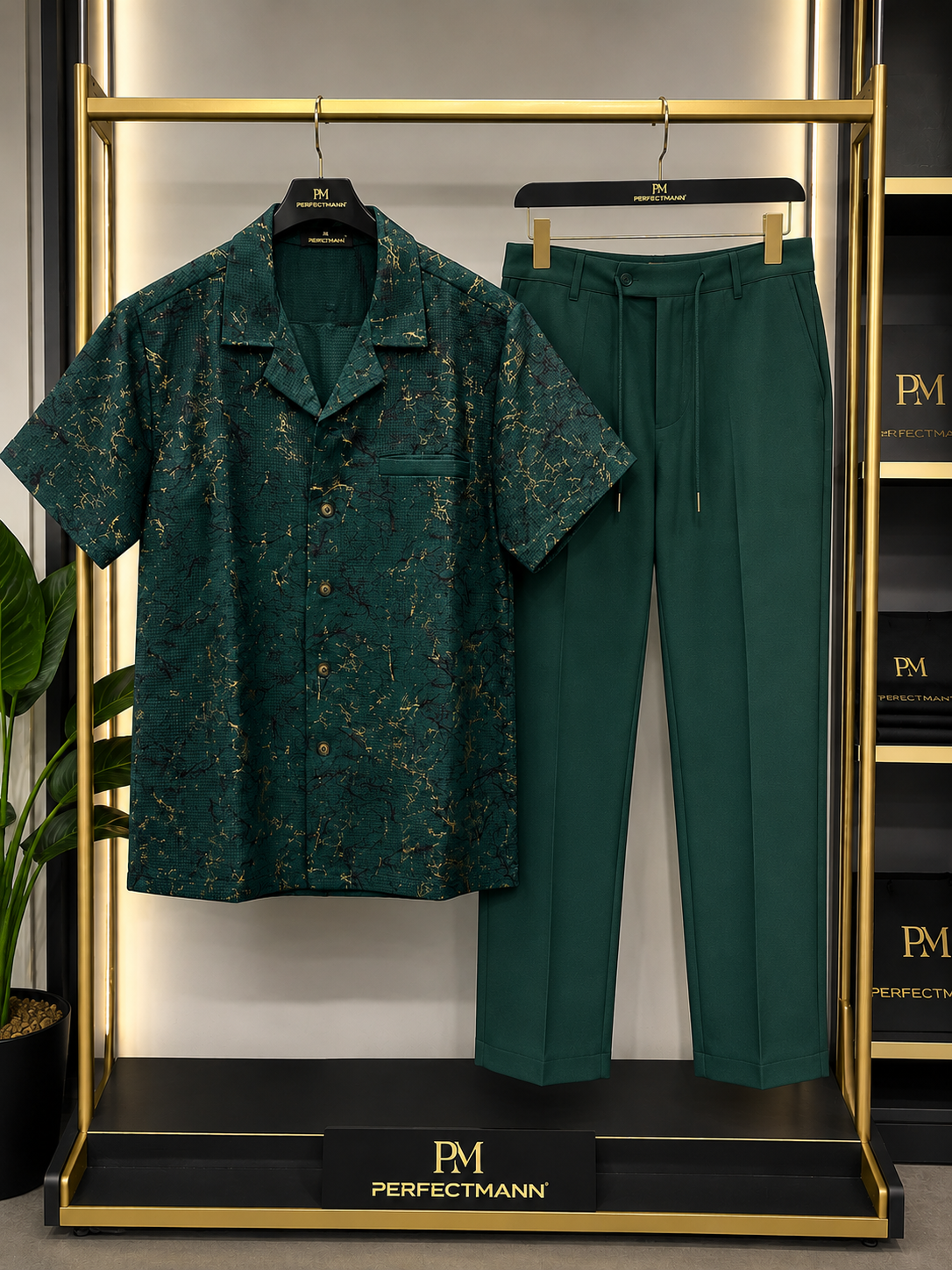 Touch of Gold and Black Green Kaftan