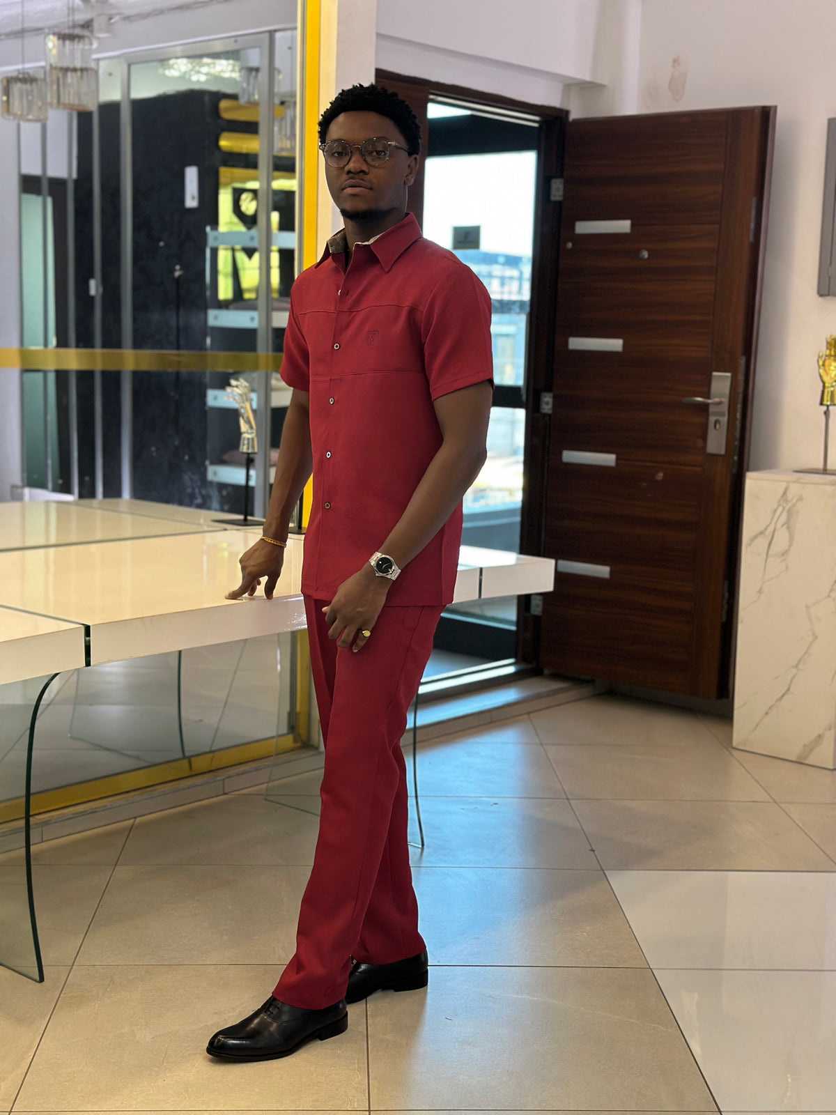 Men’s wine 2 Piece Casual Set