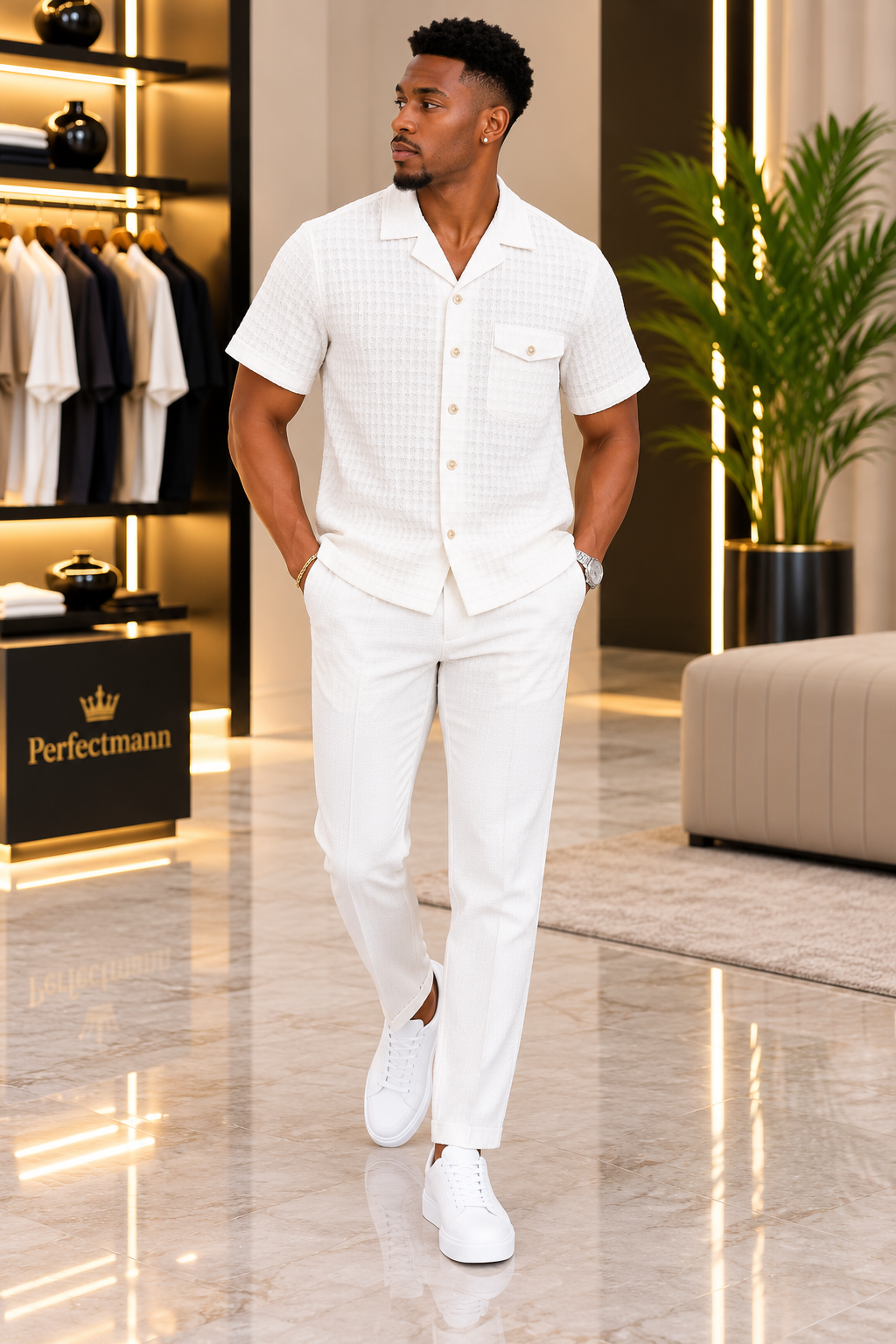 Men's all white 2 Piece Casual Set