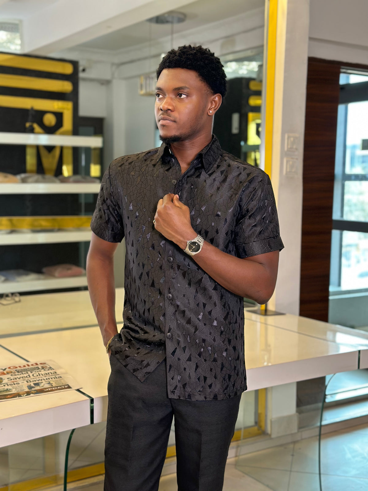 Men’s black 2 Piece kaftan Casual Set