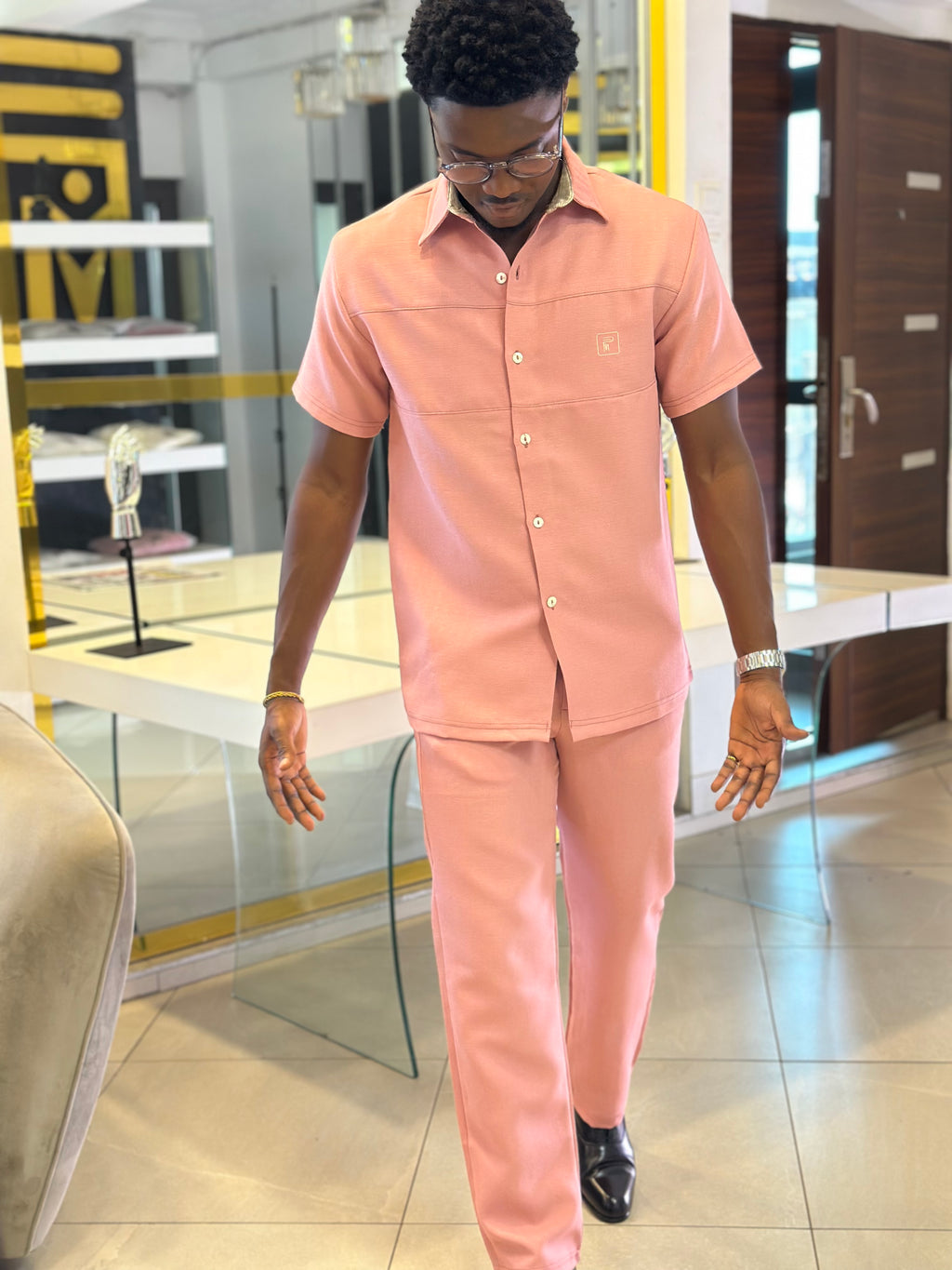 Men’s 2 piece pink kaftan