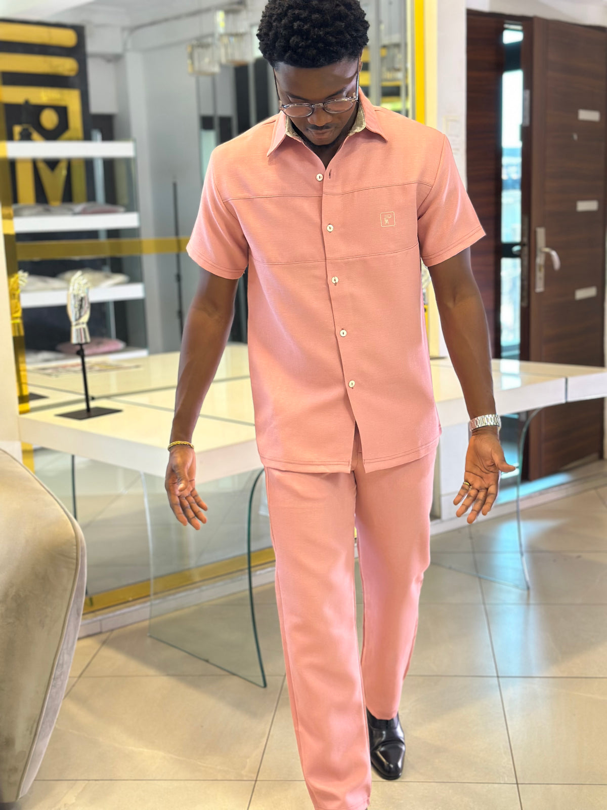 Men’s 2 piece pink kaftan