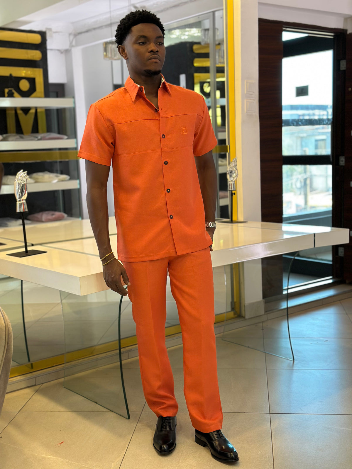 Men’s 2 piece kaftan orange