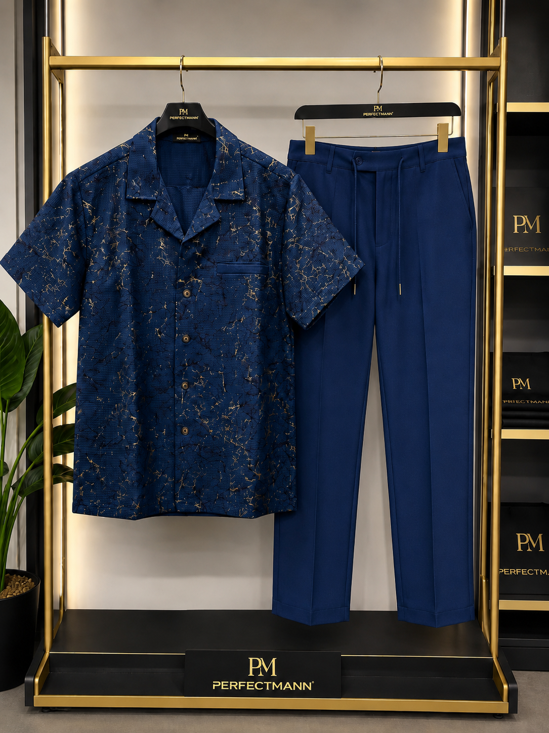 Navy with a Touch of Gold Kaftan