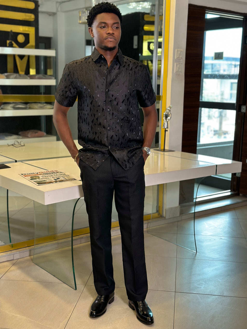 Men’s black 2 Piece kaftan Casual Set