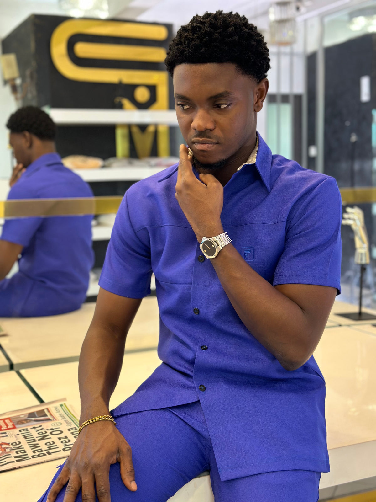 Men’s blue 2 Piece kaftan Set