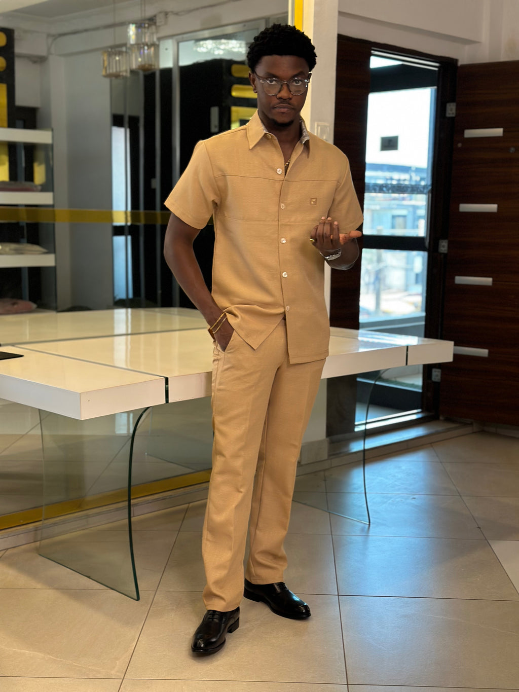 Men’s Tan 2 Piece kaftan Set
