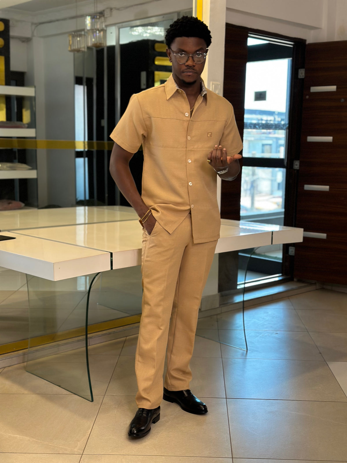 Men’s Tan 2 Piece kaftan Set
