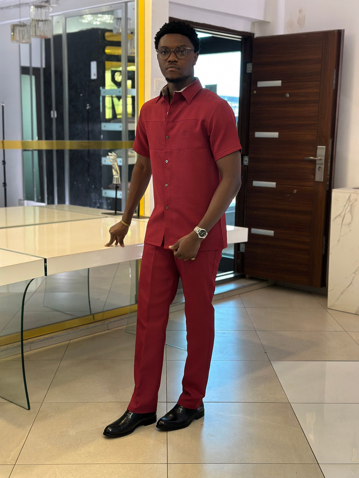 Men’s wine 2 Piece Casual Set