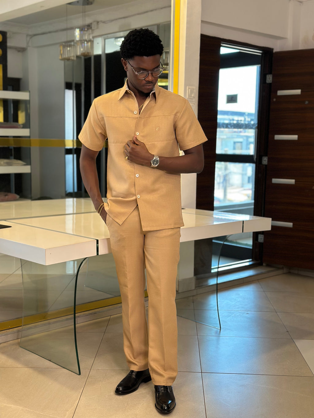 Men’s Tan 2 Piece kaftan Set