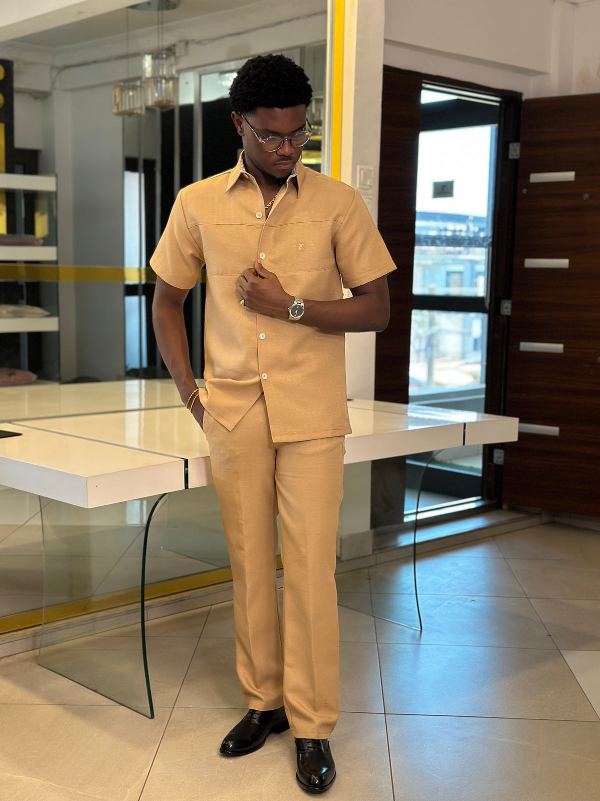 Men’s Tan 2 Piece kaftan Set