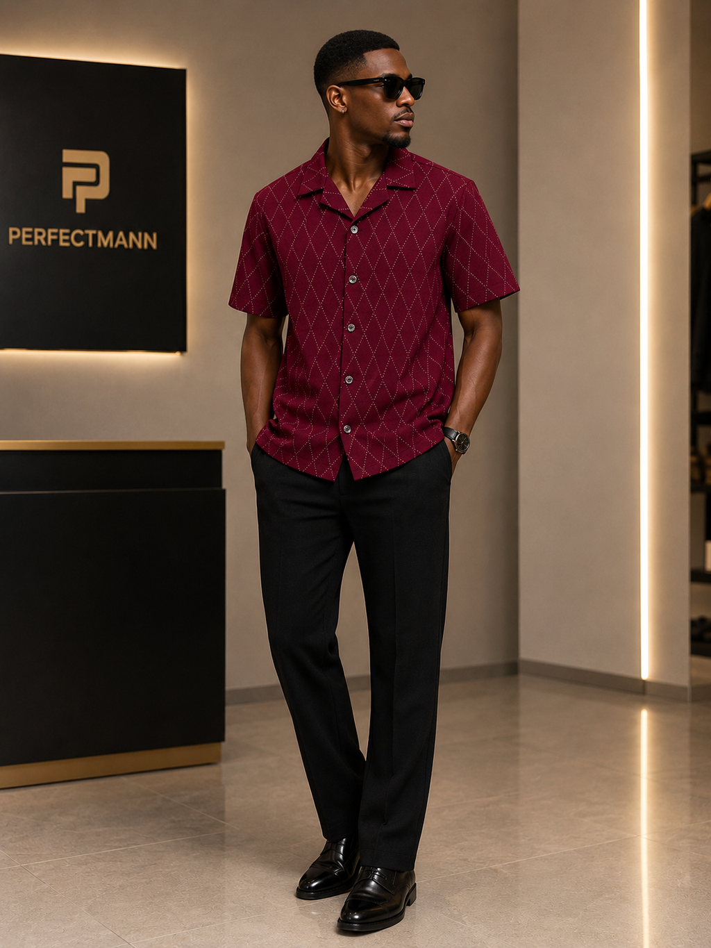 Men’s Burgundy 2 Piece kaftan Set