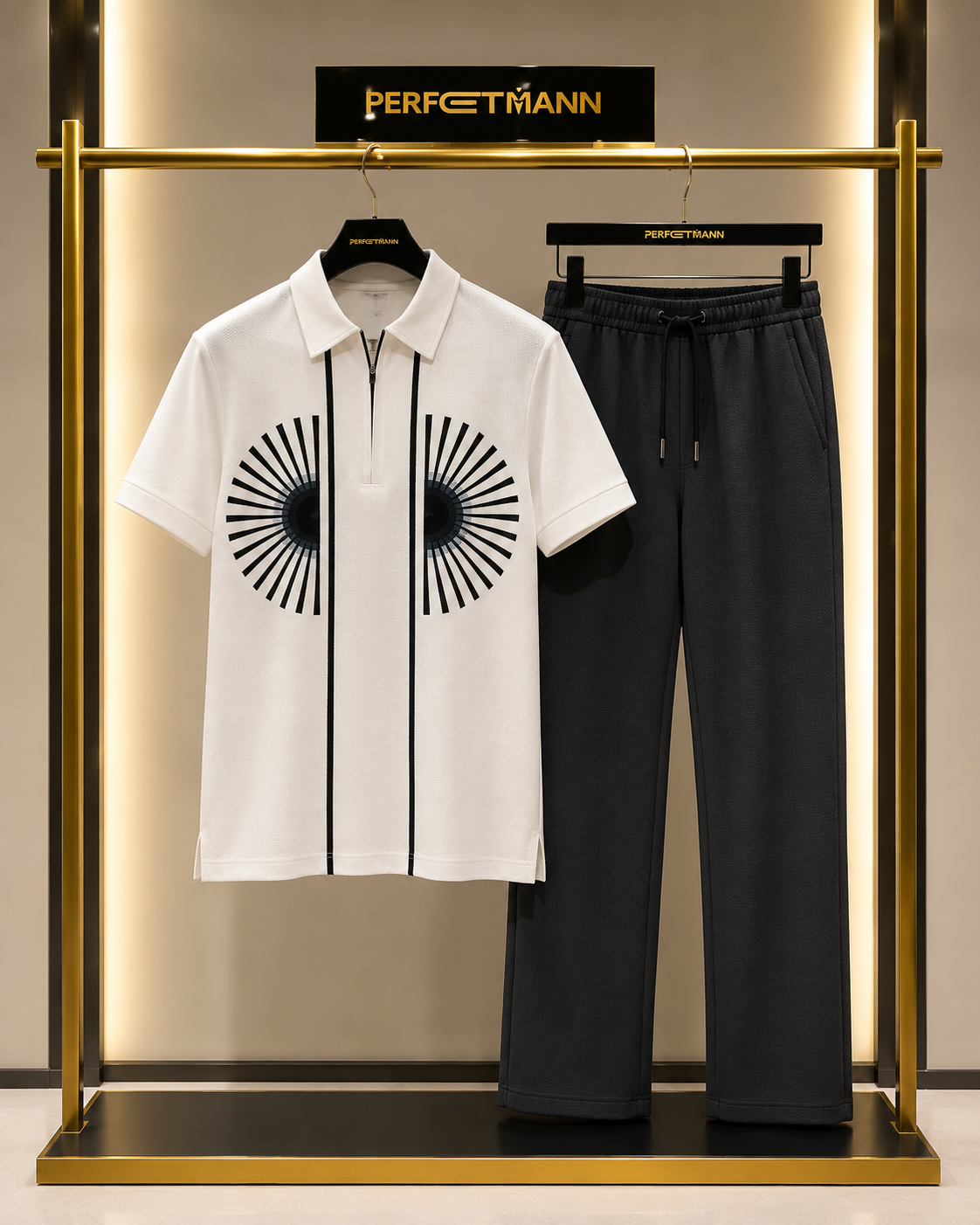 Men White with gray 2 piece casual set