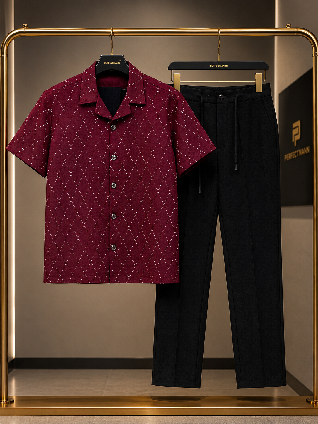 Men’s Burgundy 2 Piece kaftan Set