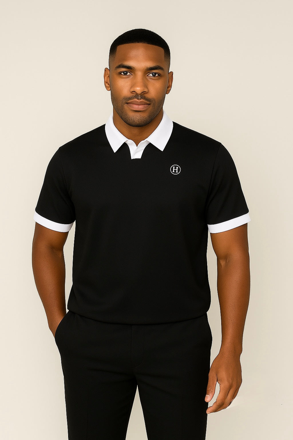V-NECK-PL/BLACK