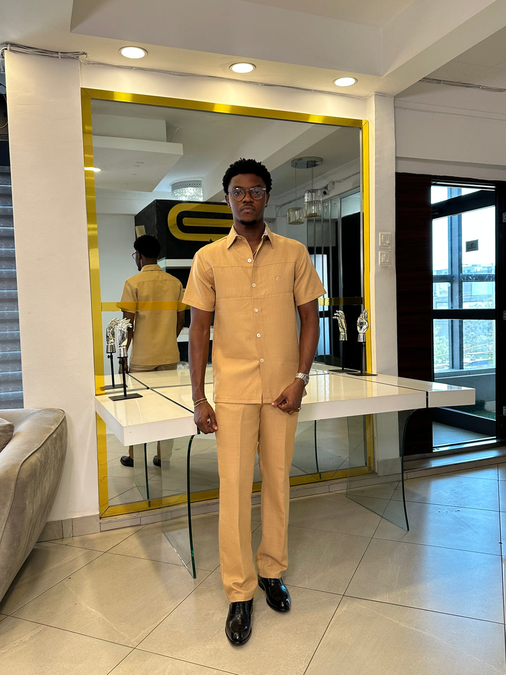 Men’s Tan 2 Piece kaftan Set