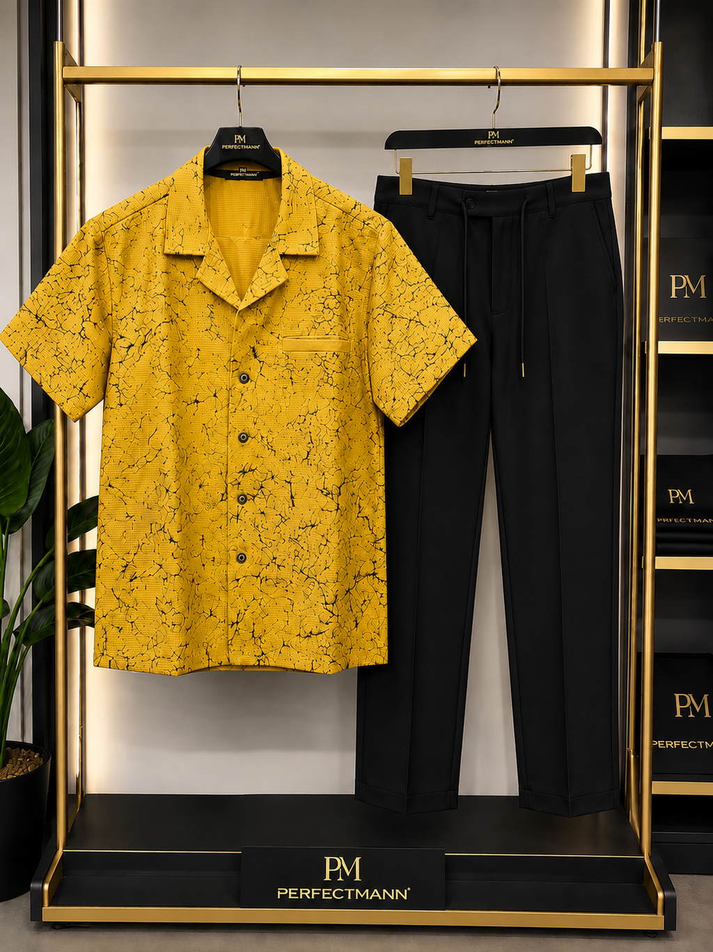 Touch of Gold & Balck  Yellow Kaftan