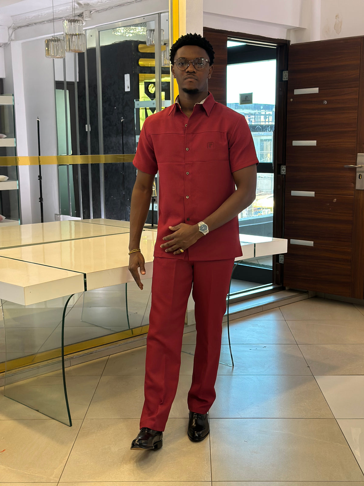 Men’s wine 2 Piece Casual Set