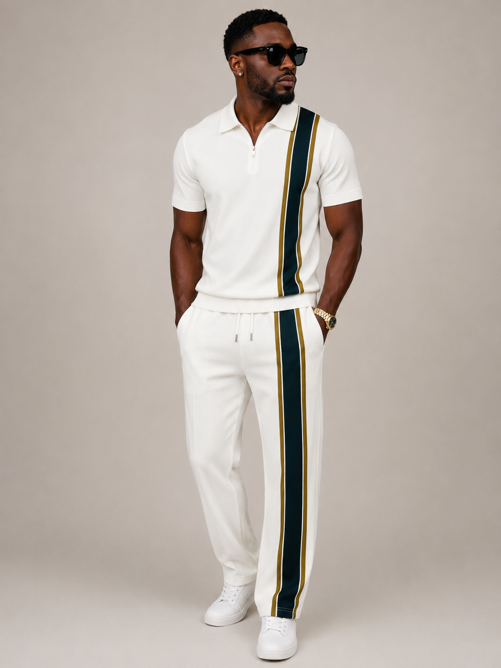 Men’s white with line design