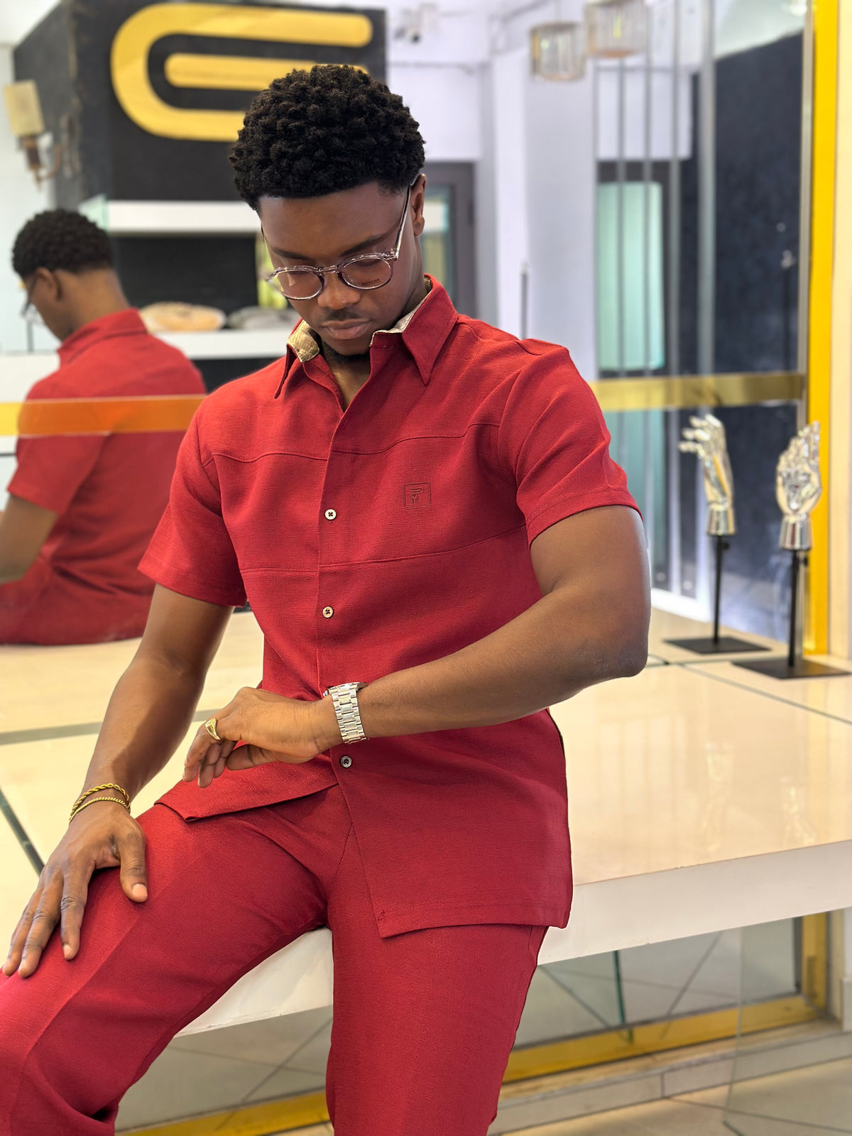 Men’s wine 2 Piece Casual Set