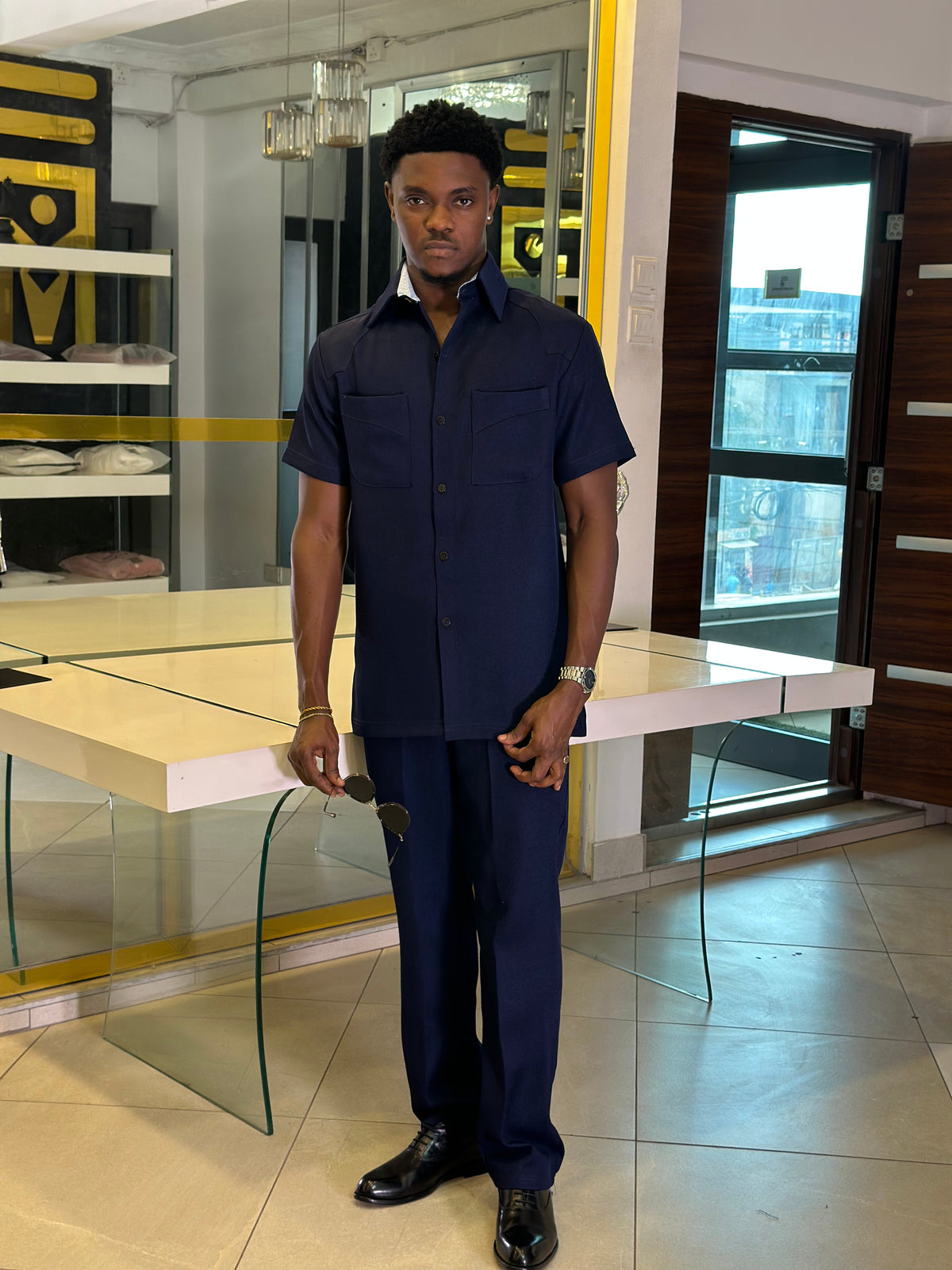 Men’s navy blue 2 Piece kaftan Set