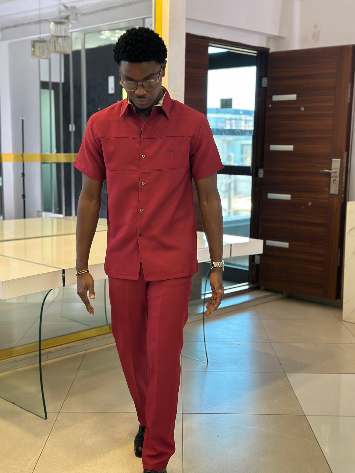 Men’s wine 2 Piece Casual Set