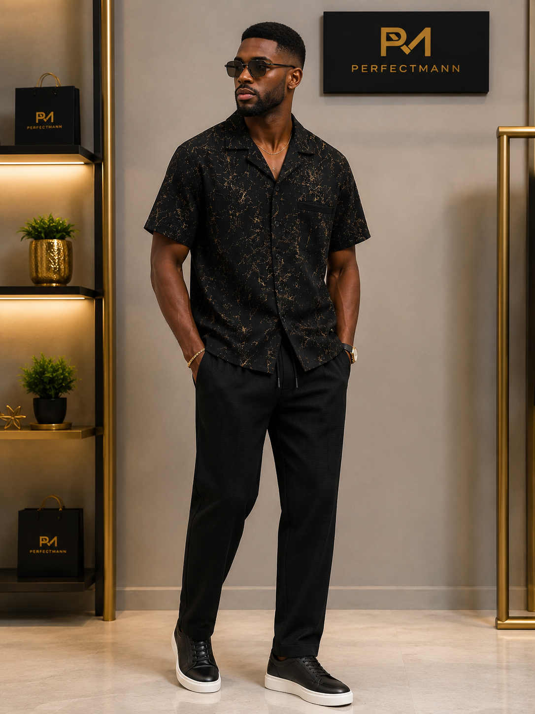 Black and Ready Kaftan With A Touch of Gold