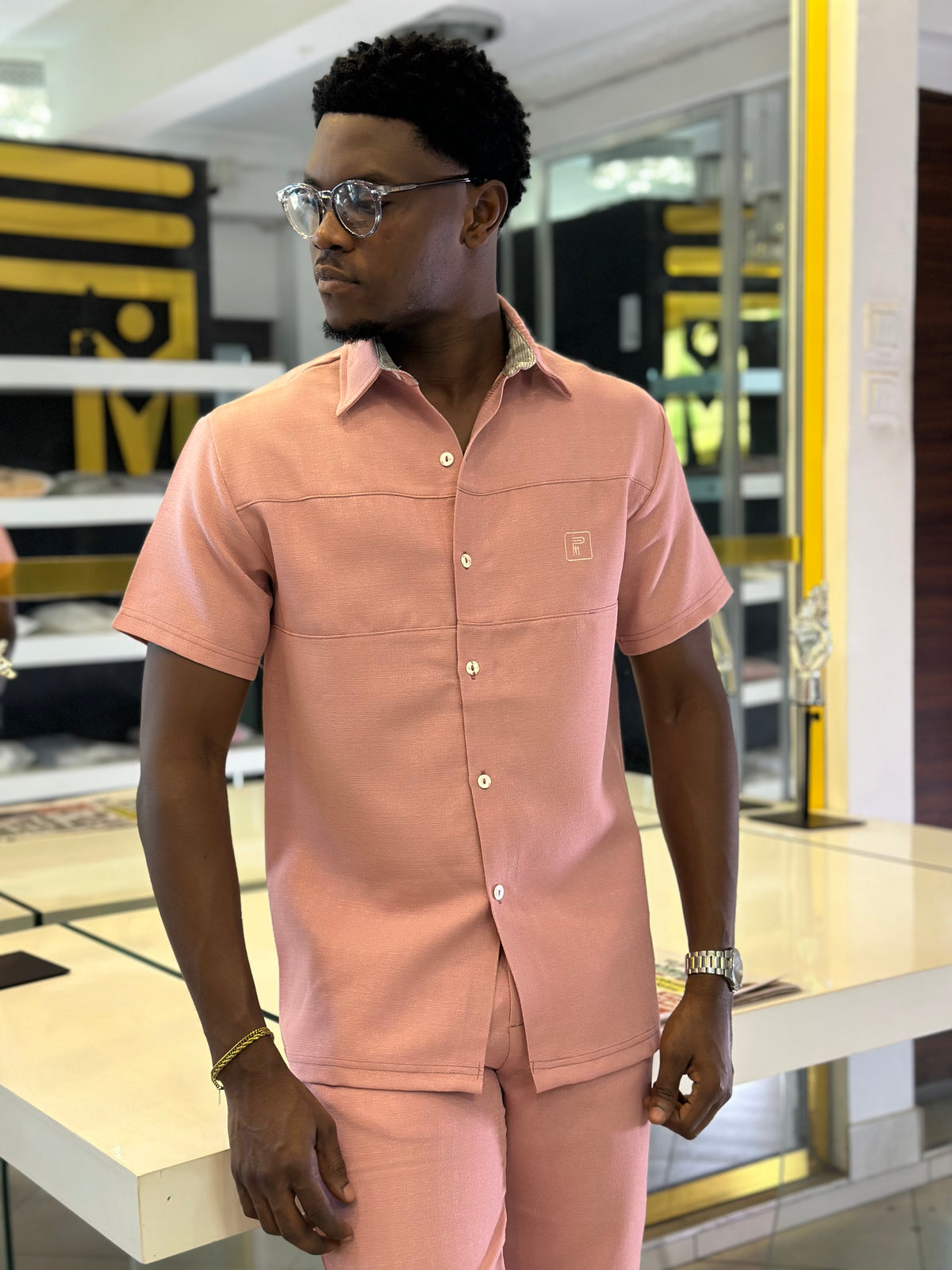 Men’s 2 piece pink kaftan