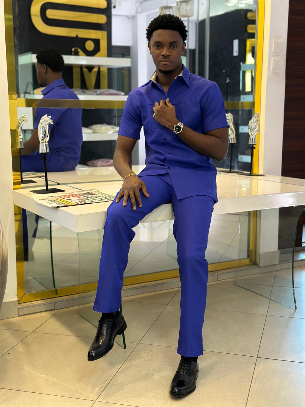 Men’s blue 2 Piece kaftan Set