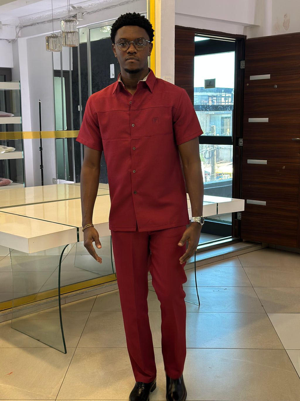 Men’s wine 2 Piece Casual Set