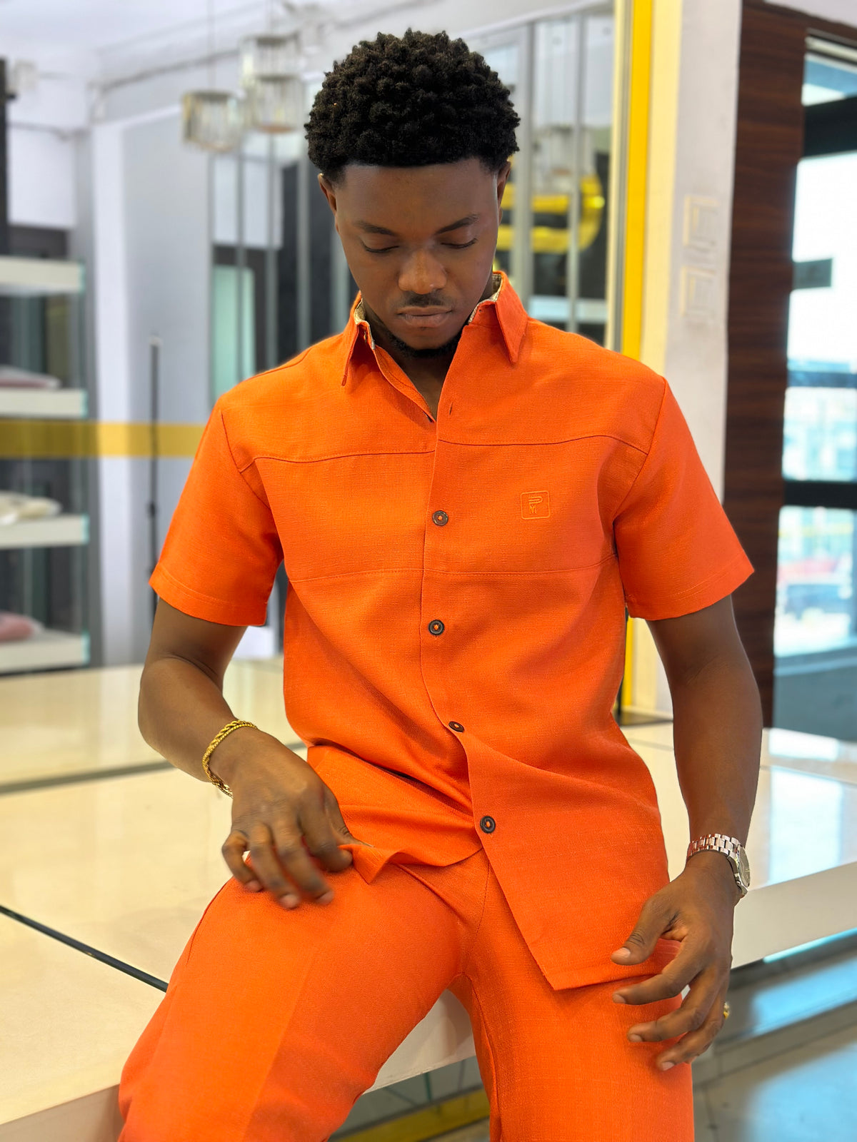 Men’s 2 piece kaftan orange