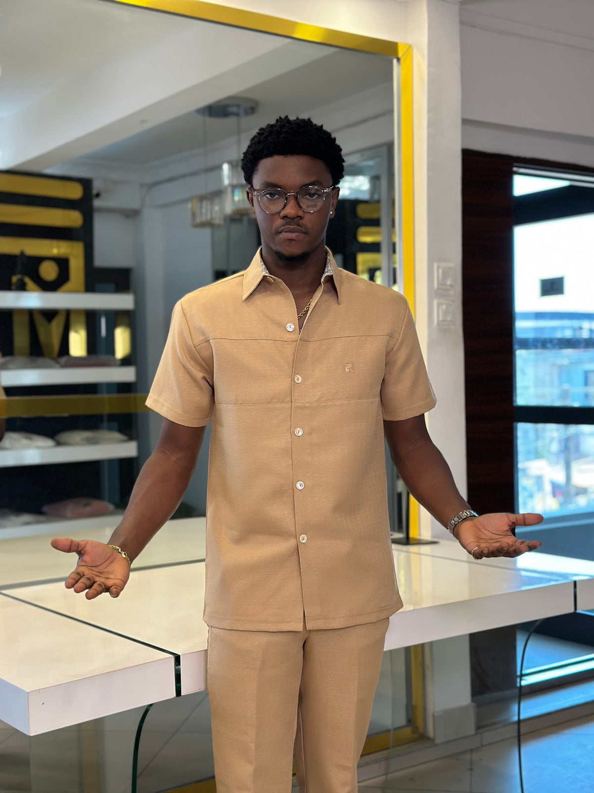 Men’s Tan 2 Piece kaftan Set