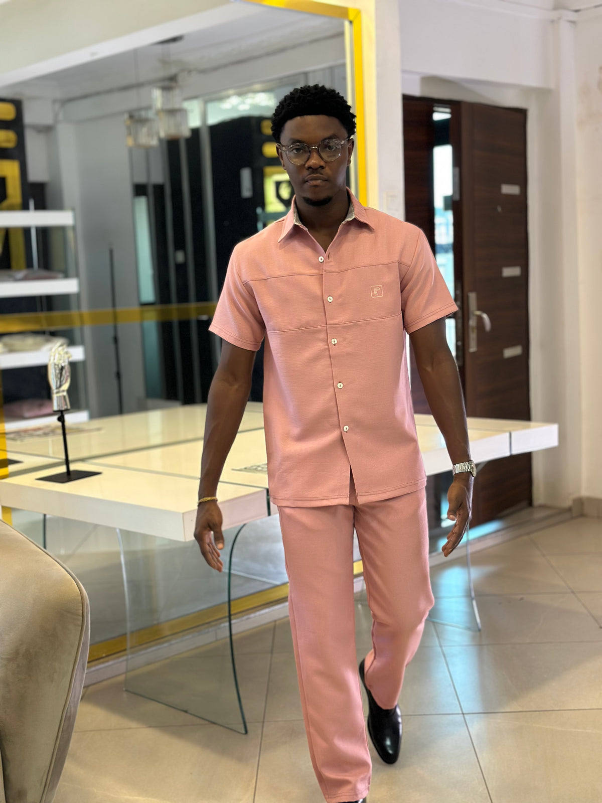 Men’s 2 piece pink kaftan
