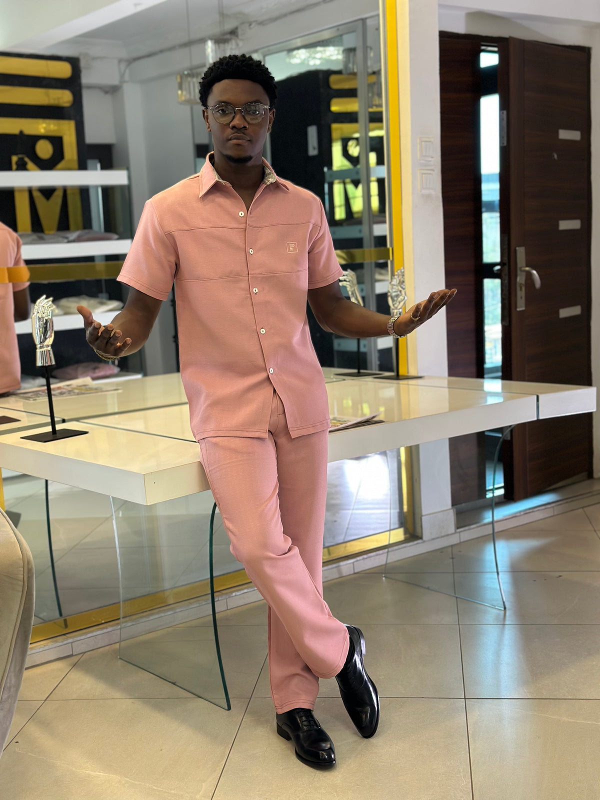 Men’s 2 piece pink kaftan