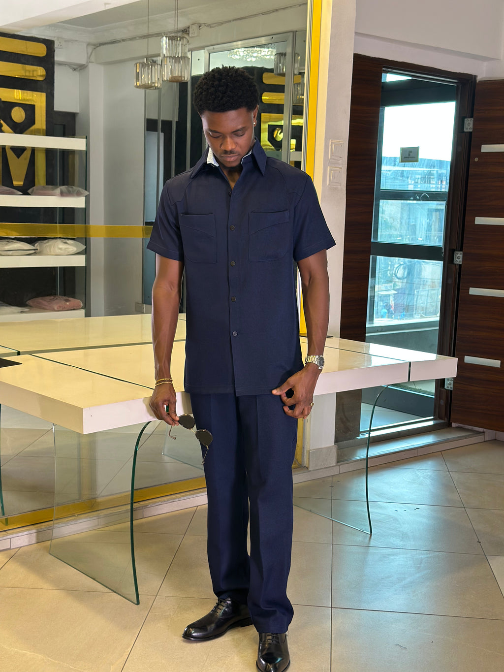 Men’s navy blue 2 Piece kaftan Set