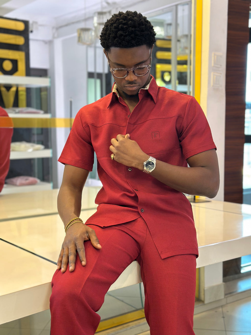 Men’s wine 2 Piece Casual Set