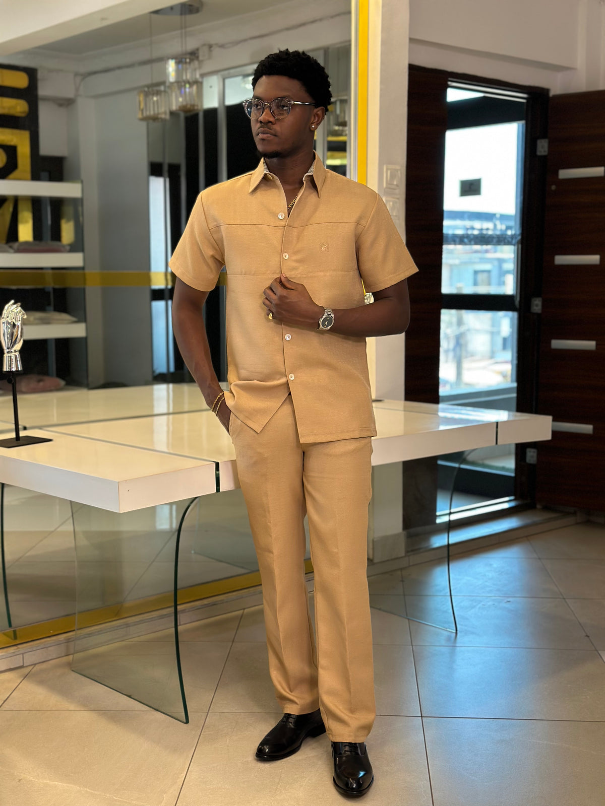 Men’s Tan 2 Piece kaftan Set
