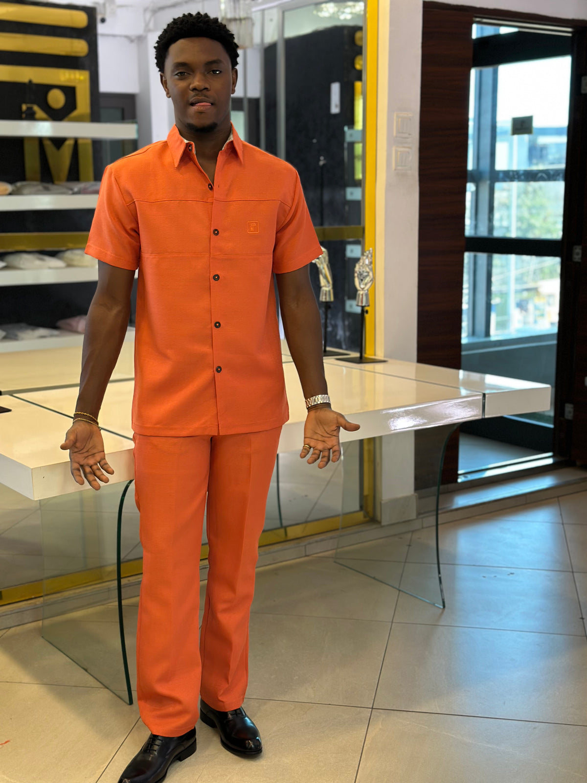 Men’s 2 piece kaftan orange