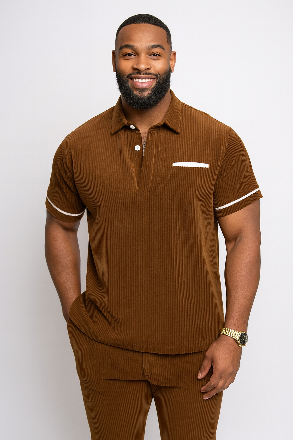 POLO NECK-1P/BROWN