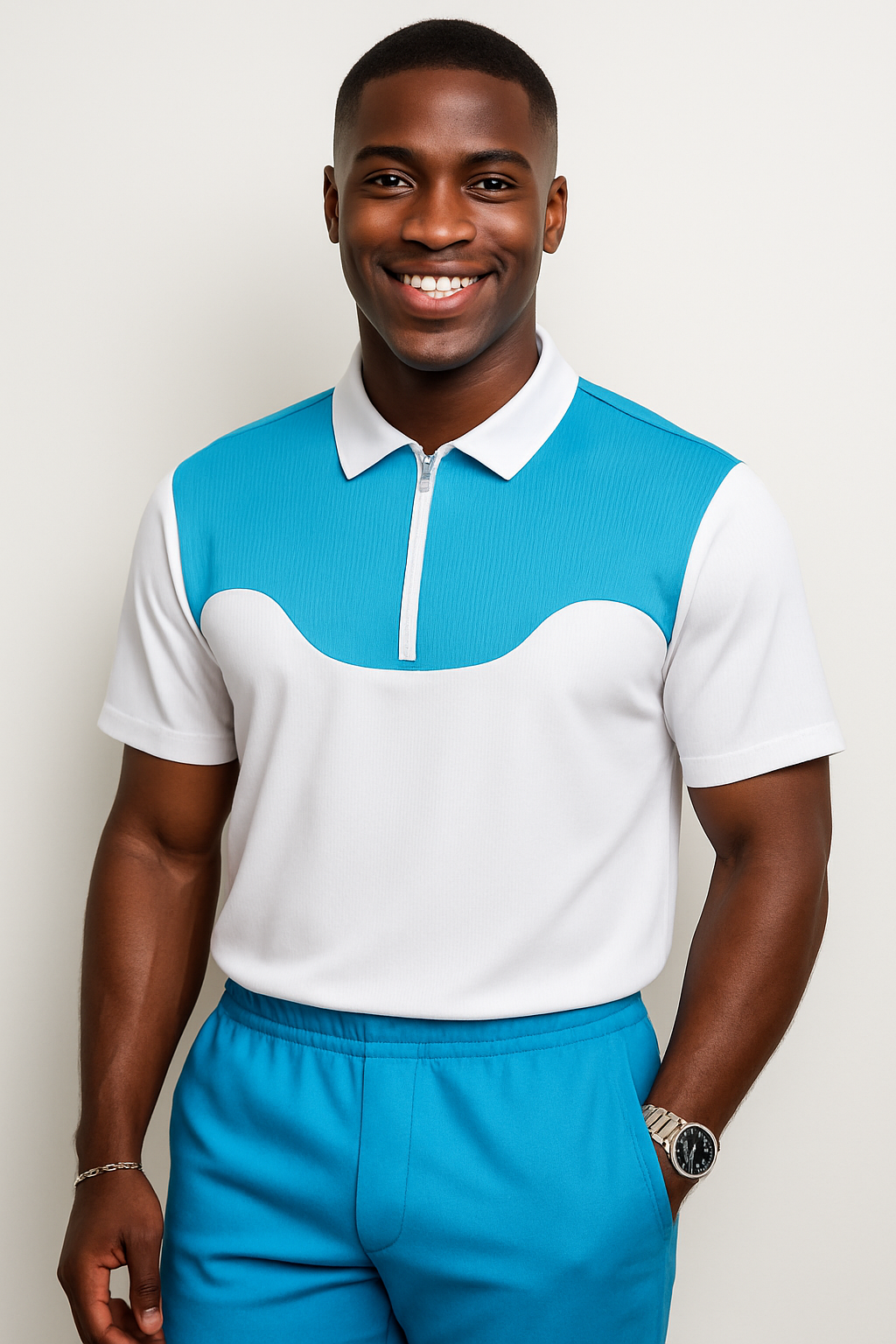 POLO ZIP-PL/SEA BLUE