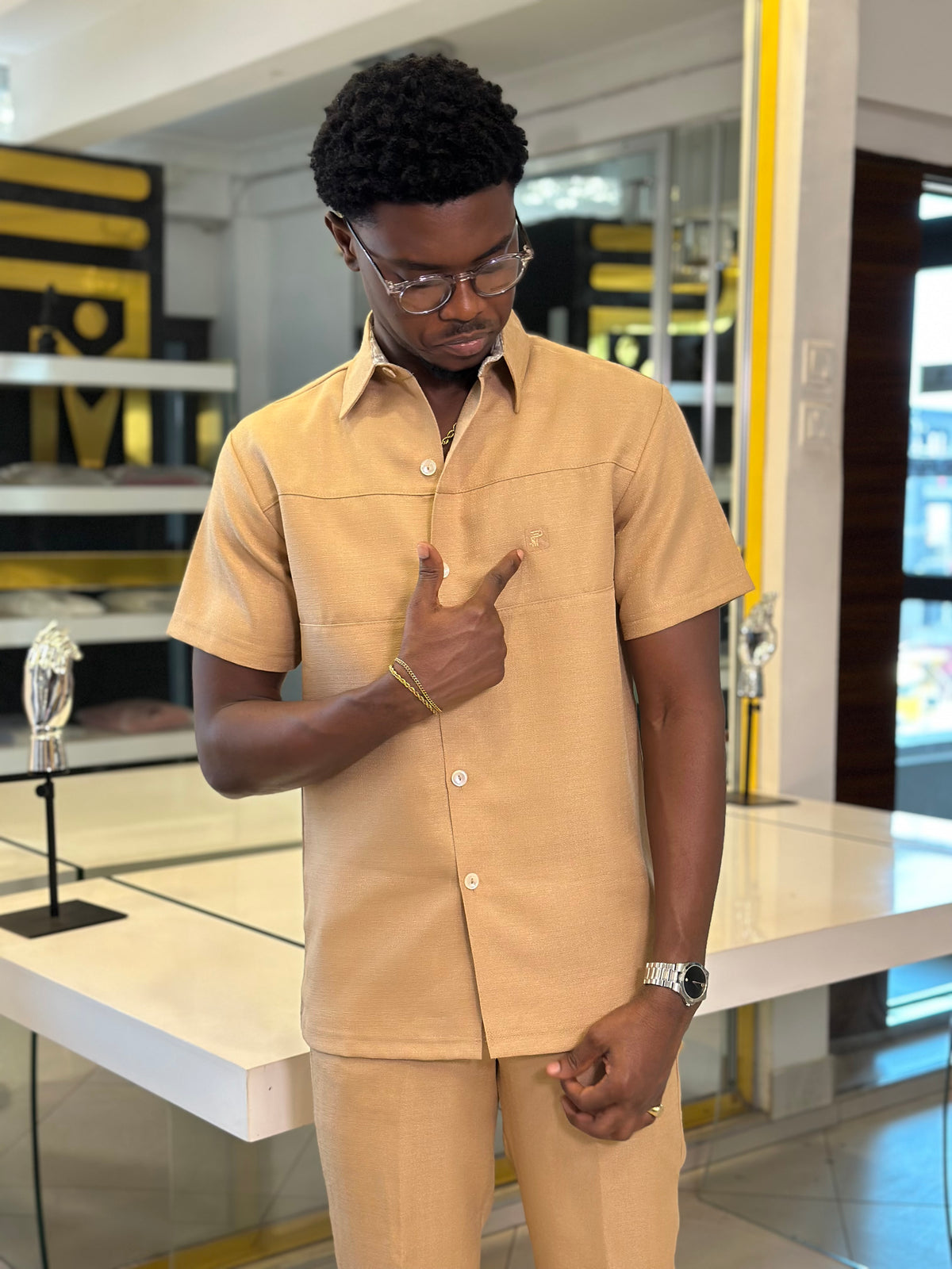 Men’s Tan 2 Piece kaftan Set