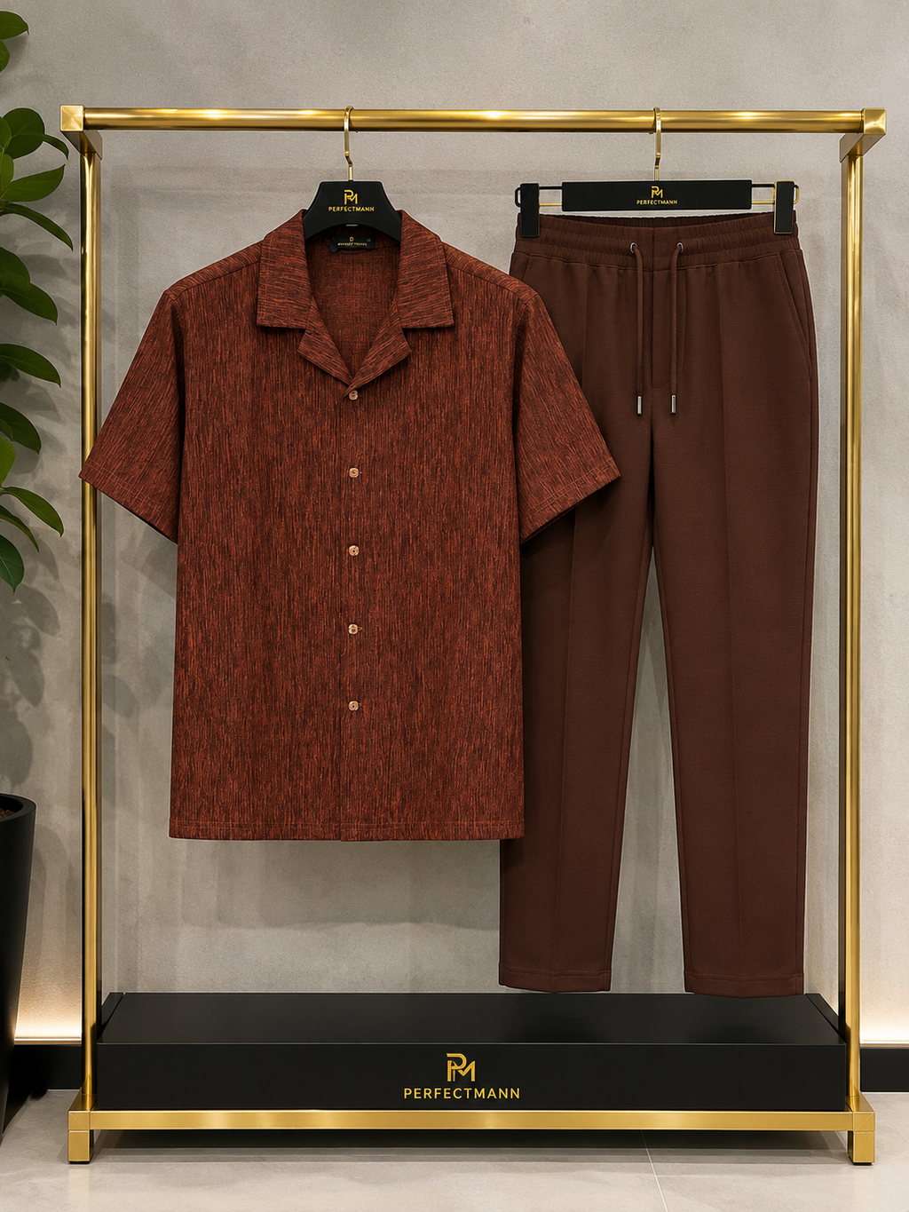 Men’s Brown 2 Piece Casual Set