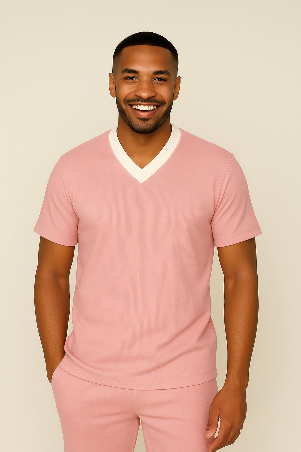 V-NECK-PL/PEACH