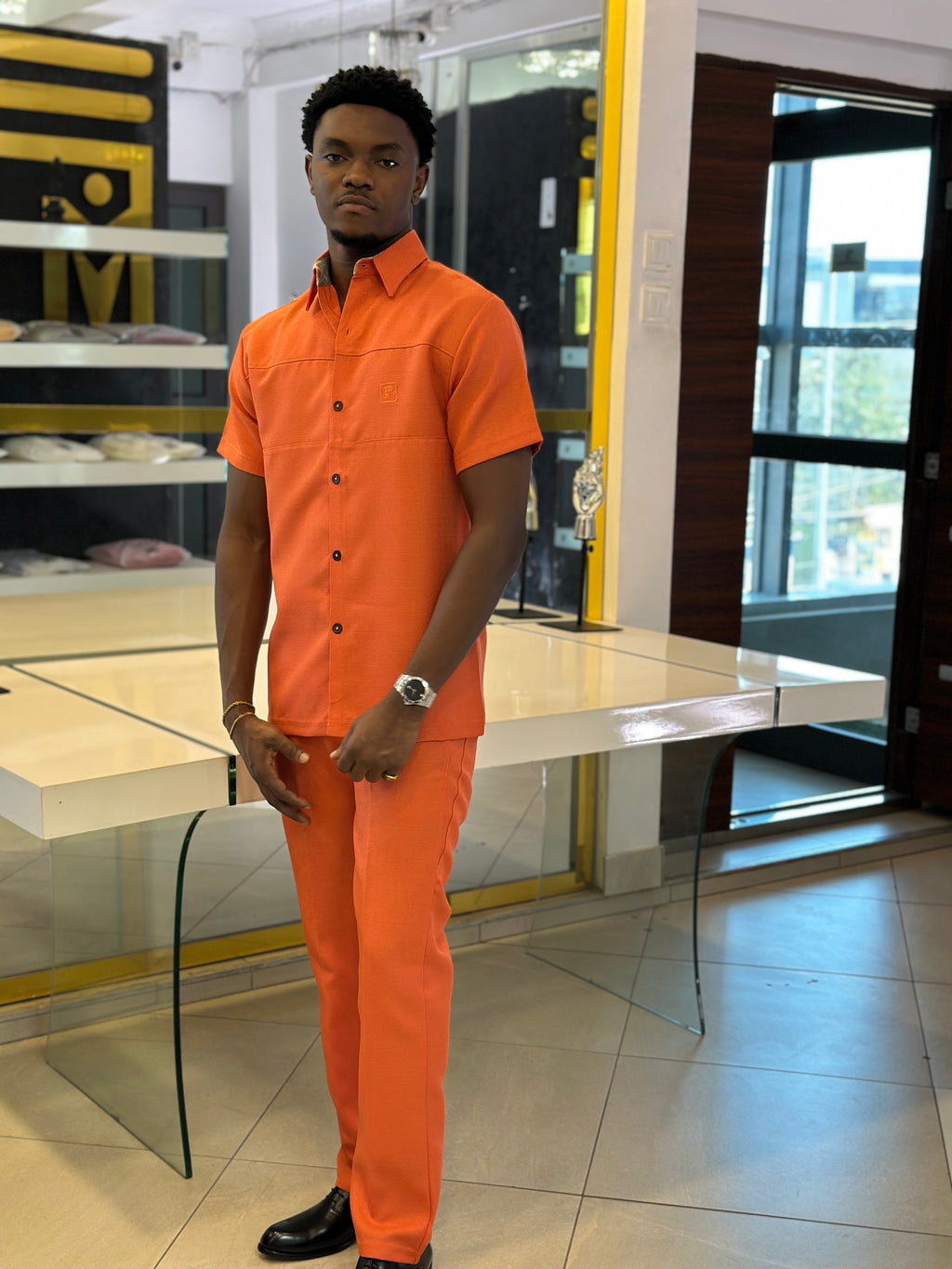 Men’s 2 piece kaftan orange