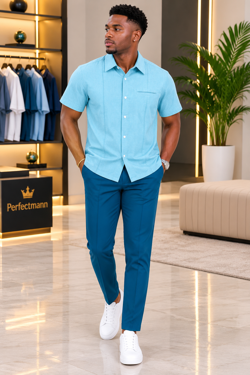Men's Light Blue & Royal Blue 2 Piece
