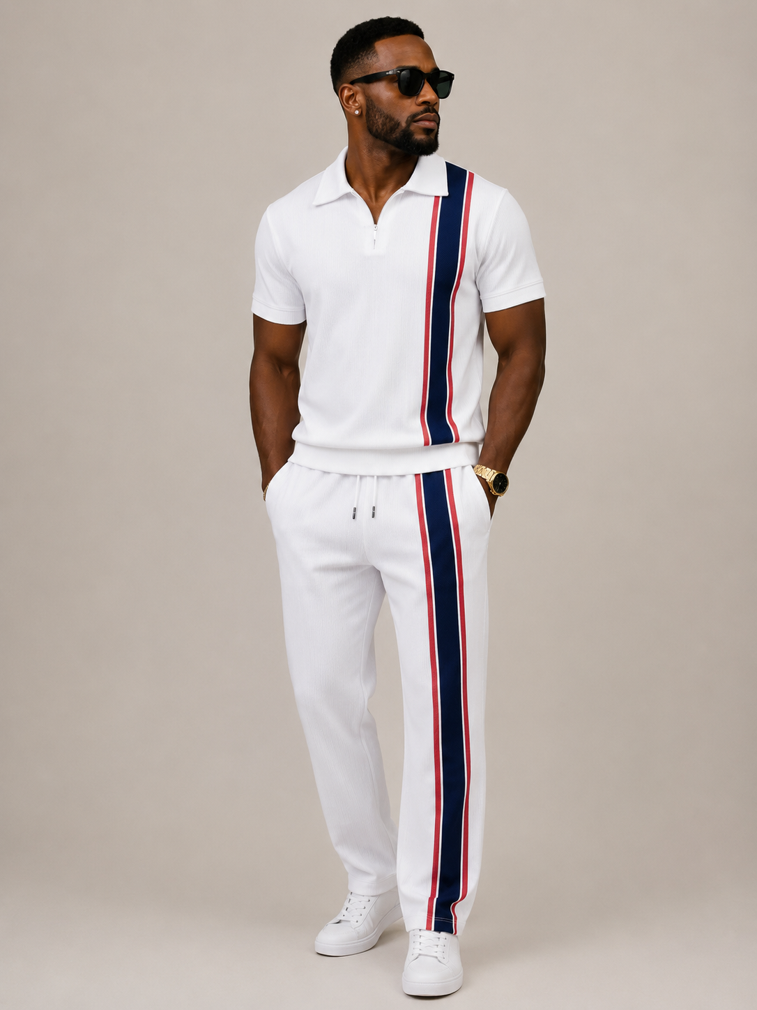Men’s white with line design