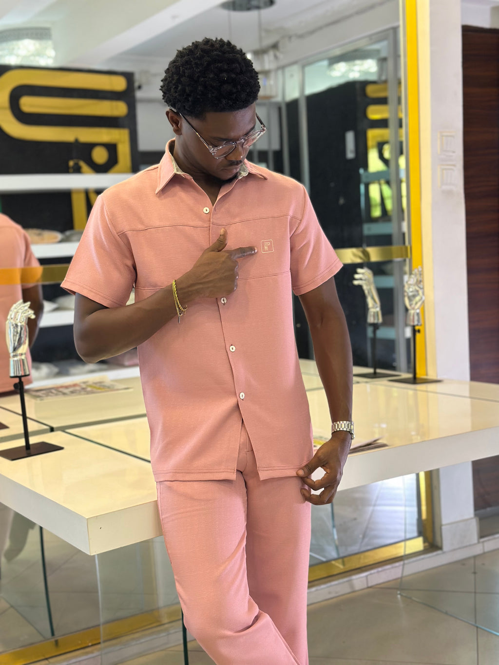 Men’s 2 piece pink kaftan