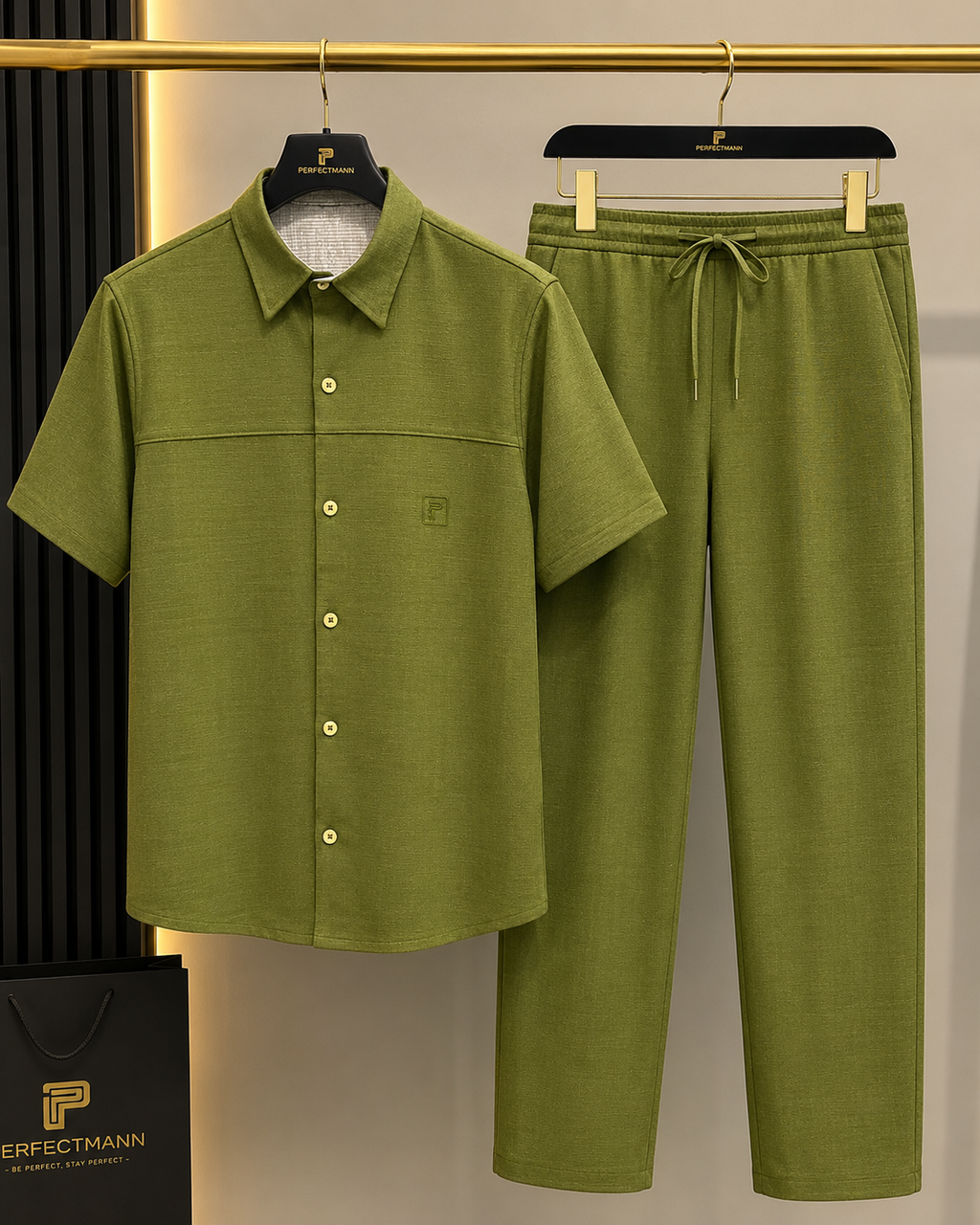 Men’s Olive Green 2 Piece kaftan Set