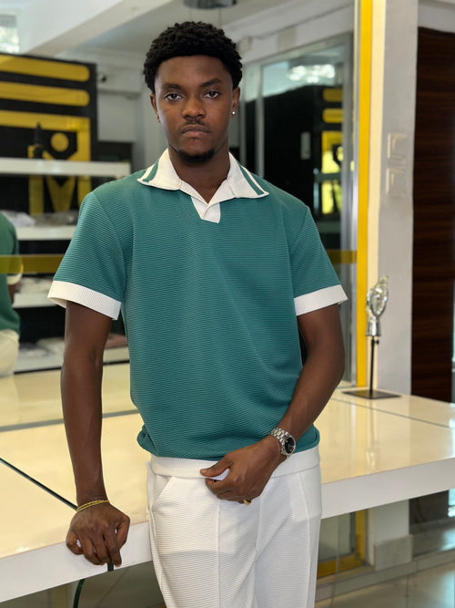 Men's Teal & White Premium 2-Piece Co-Ord Set