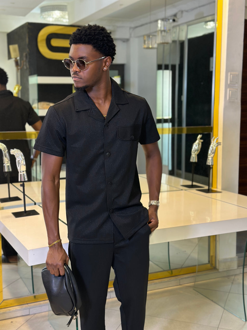 Men's Black Textured 2-Piece Executive Set